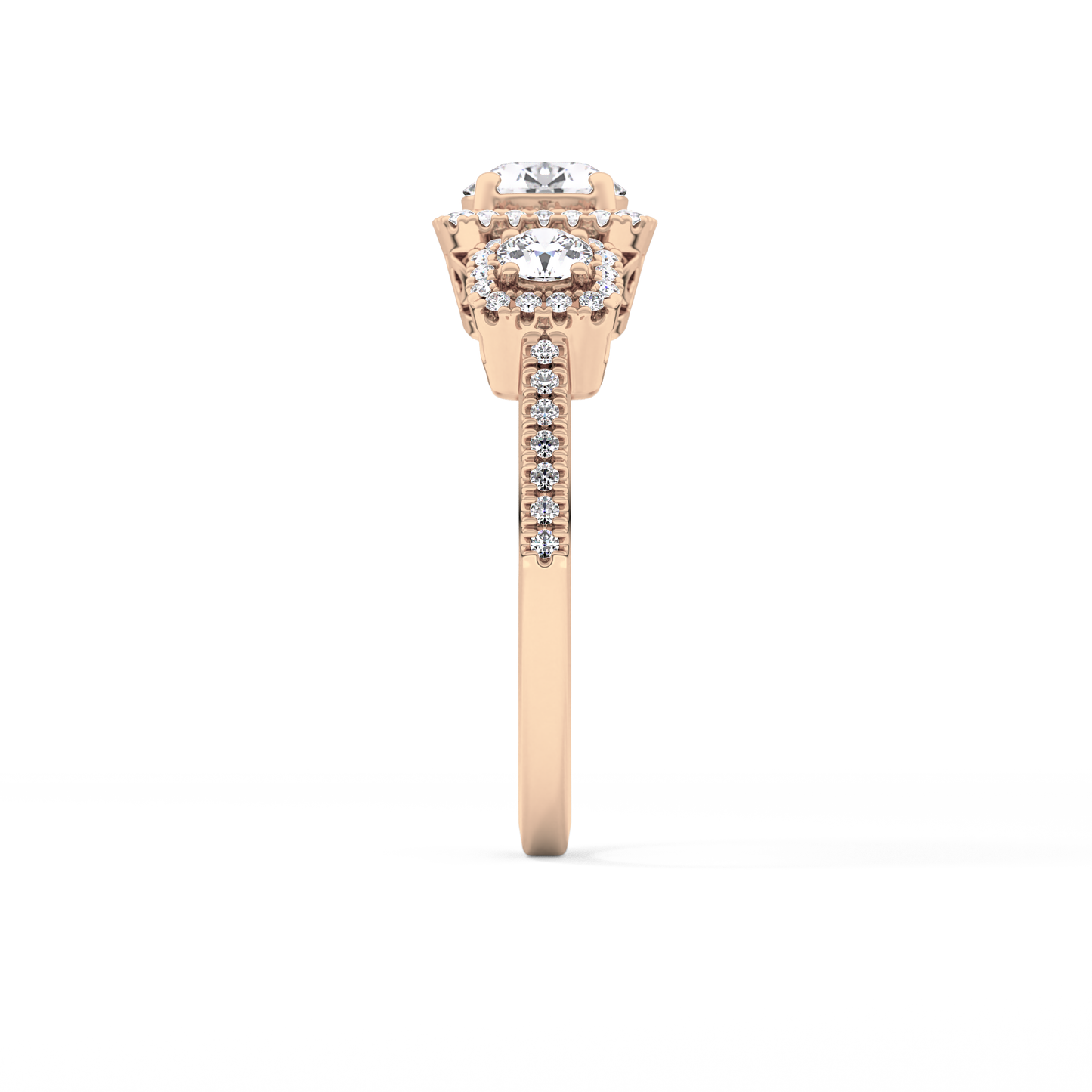 Round Cluster Lab Grown Diamond Engagement Ring