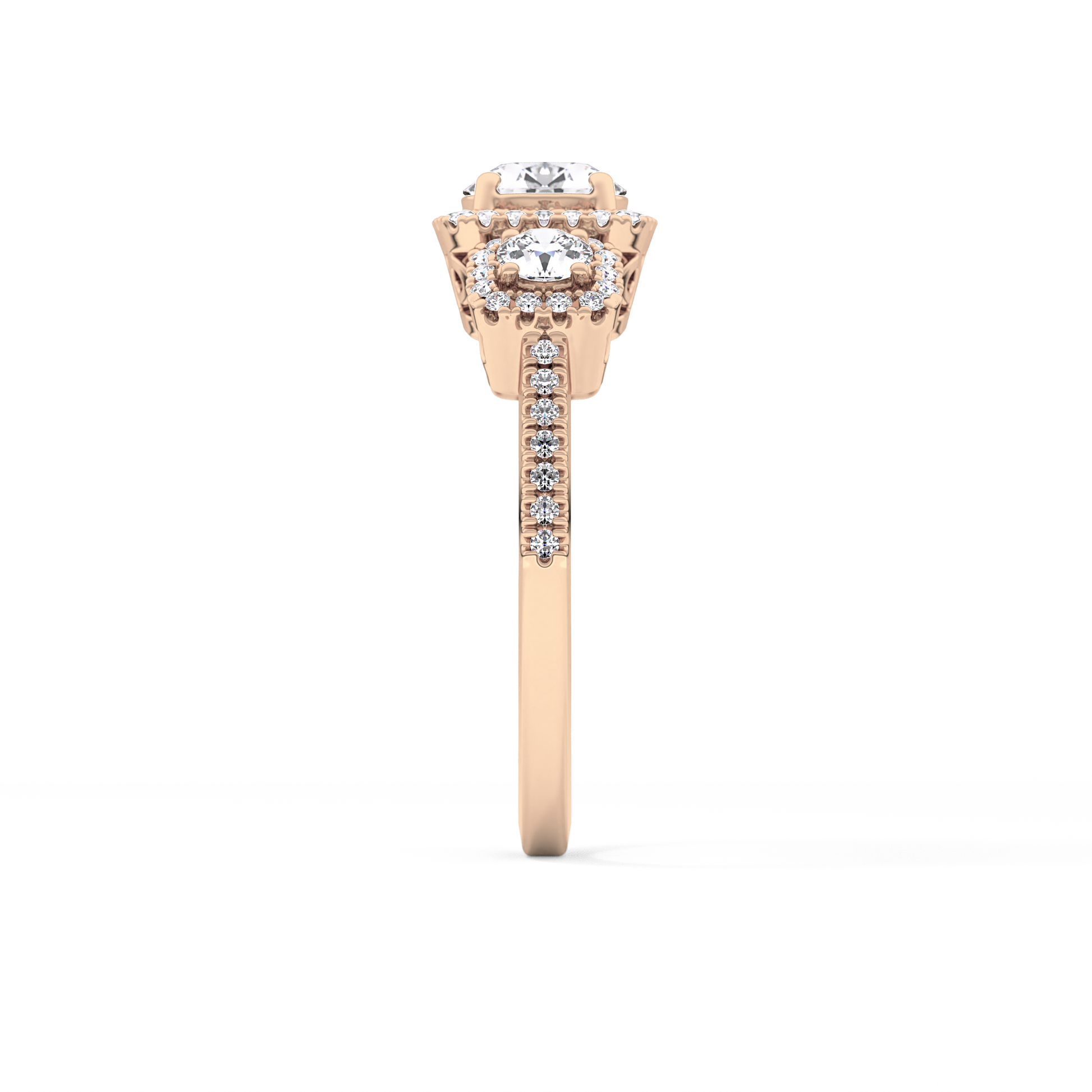 Round Cluster Lab Grown Diamond Engagement Ring