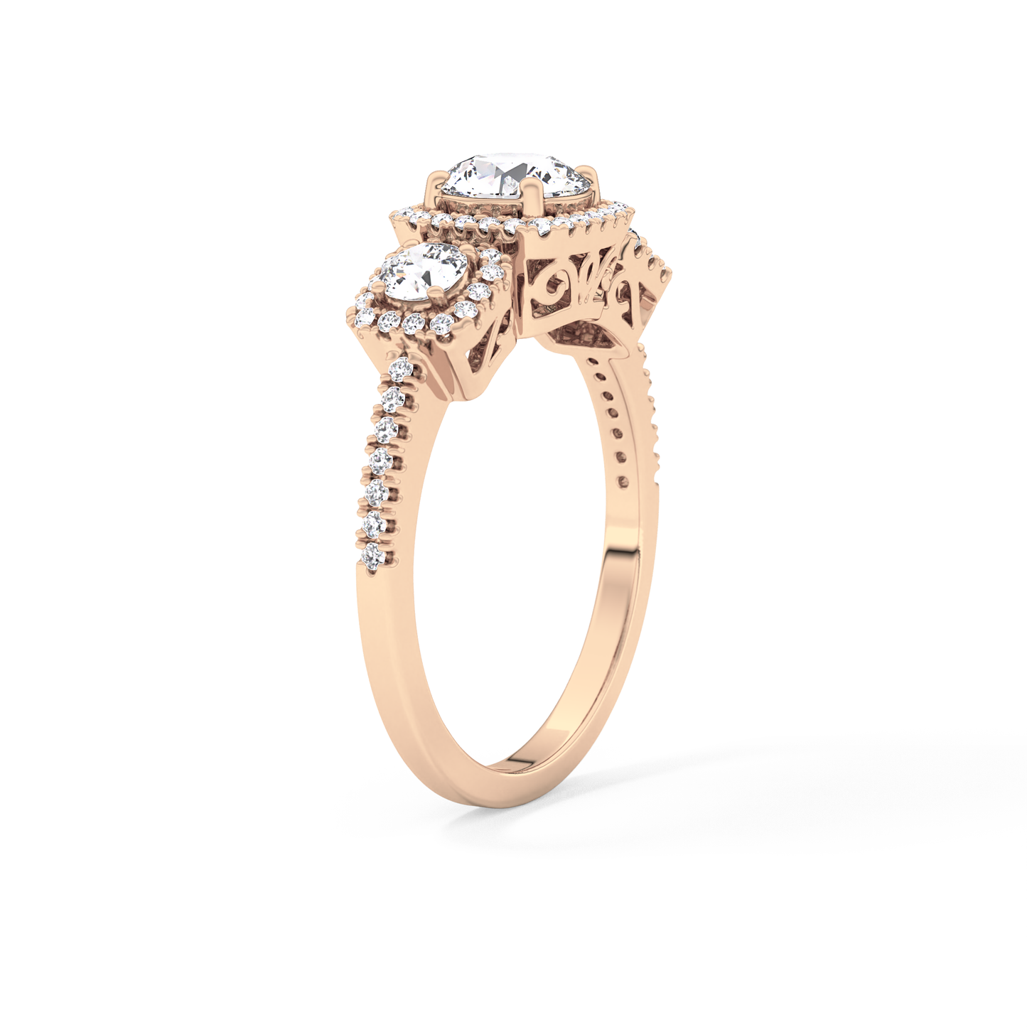 Round Cluster Lab Grown Diamond Engagement Ring