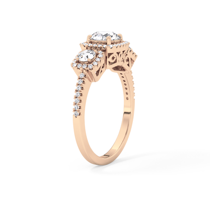 Round Cluster Lab Grown Diamond Engagement Ring