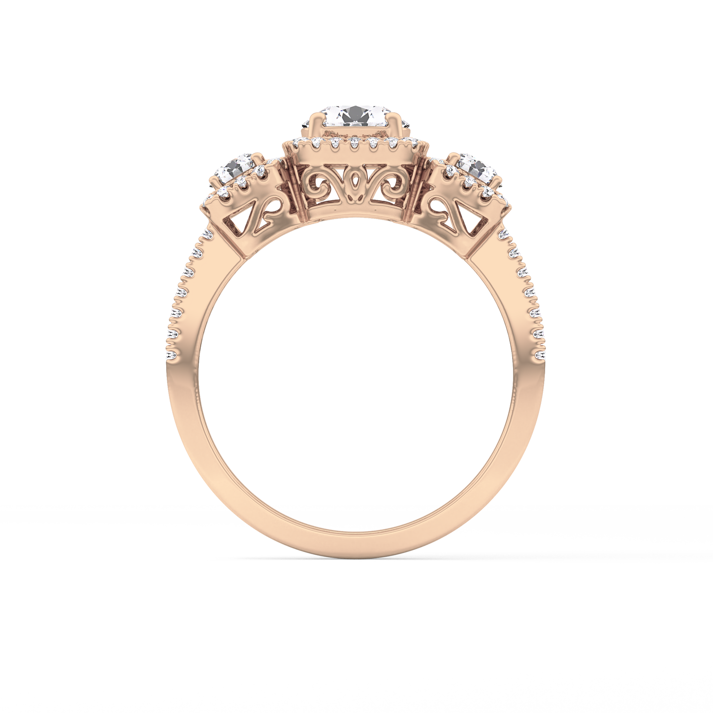 Round Cluster Lab Grown Diamond Engagement Ring
