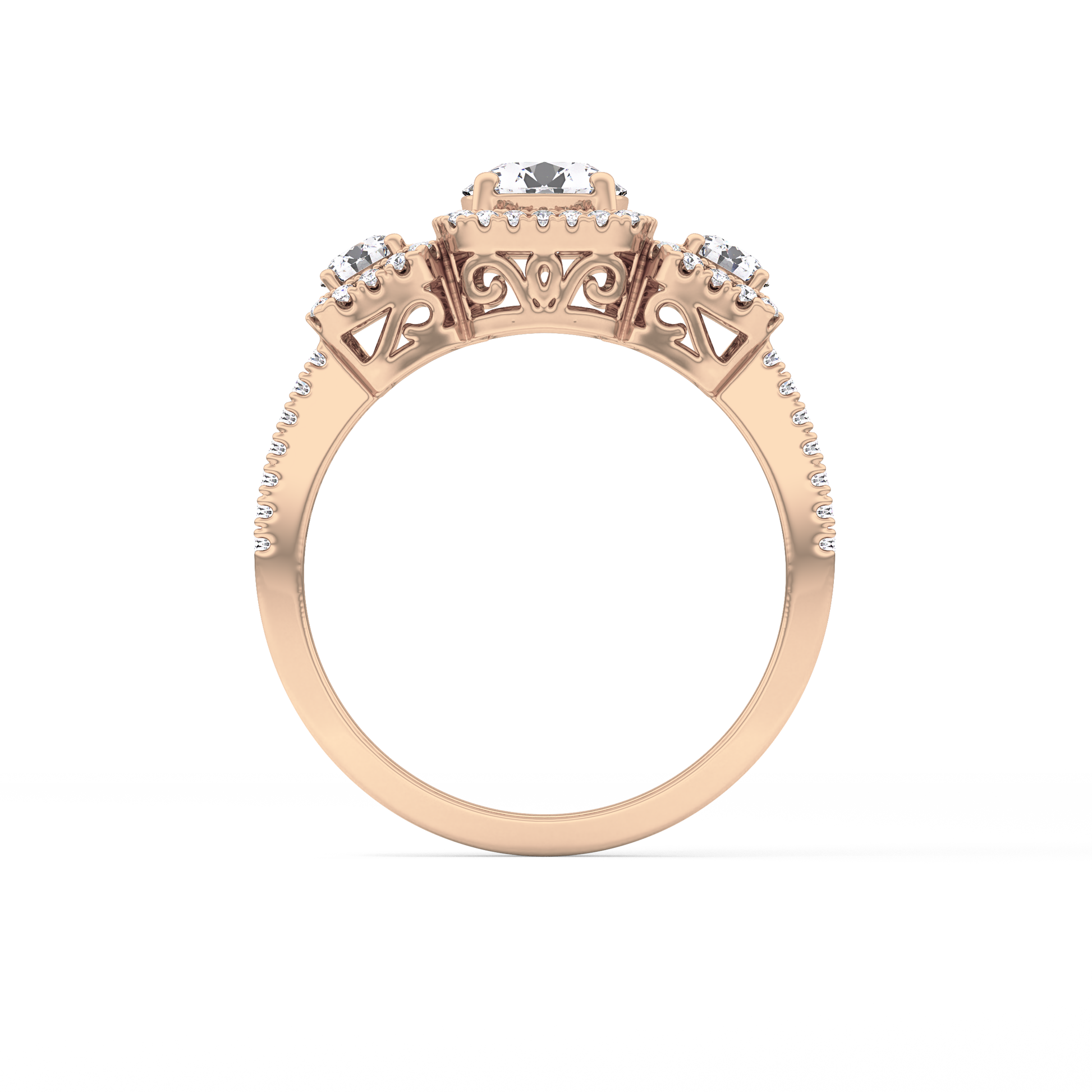Round Cluster Lab Grown Diamond Engagement Ring