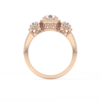Round Cluster Lab Grown Diamond Engagement Ring