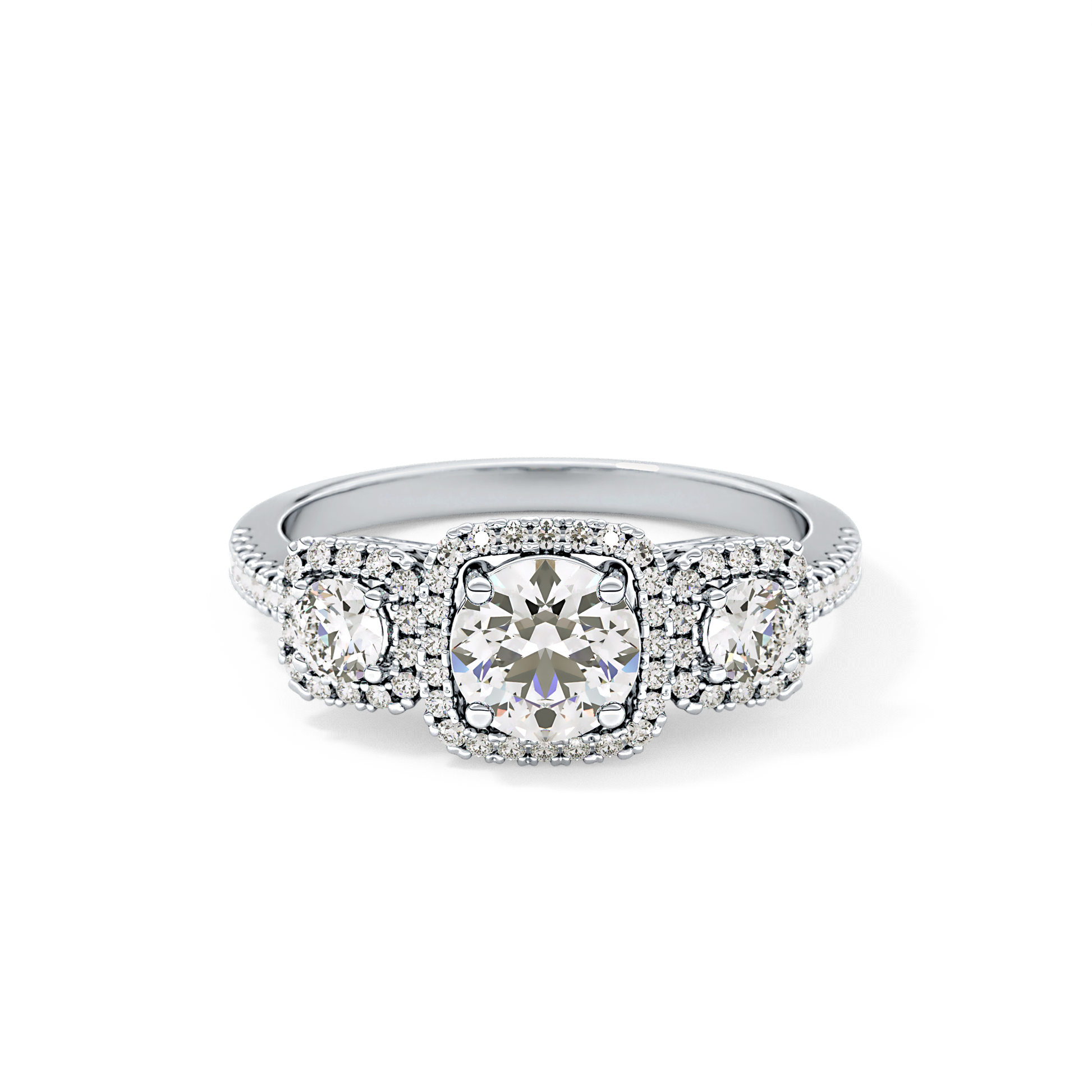 Round Cluster Lab Grown Diamond Engagement Ring