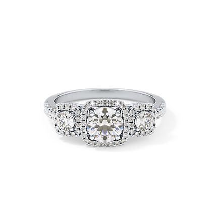 Round Cluster Lab Grown Diamond Engagement Ring