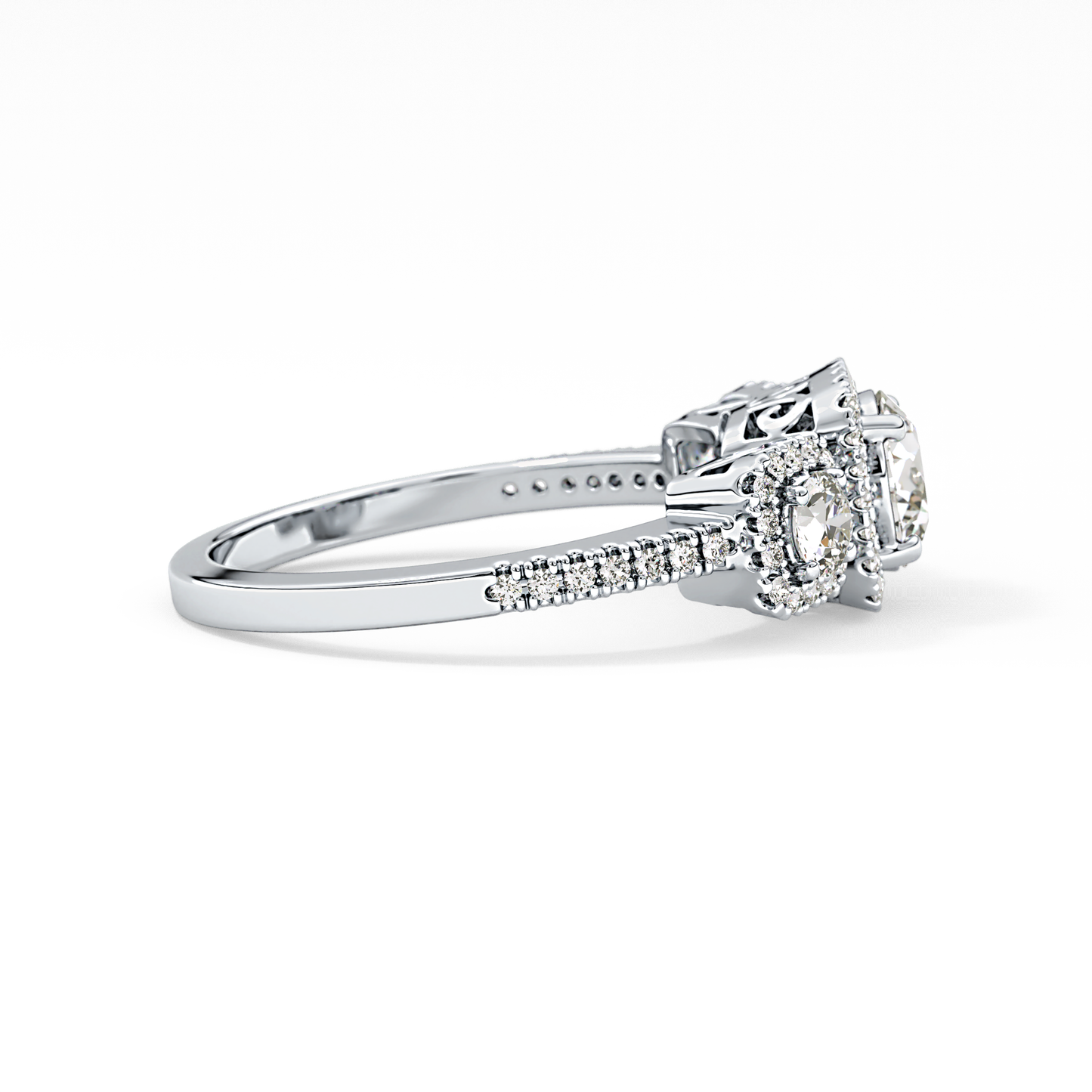Round Cluster Lab Grown Diamond Engagement Ring