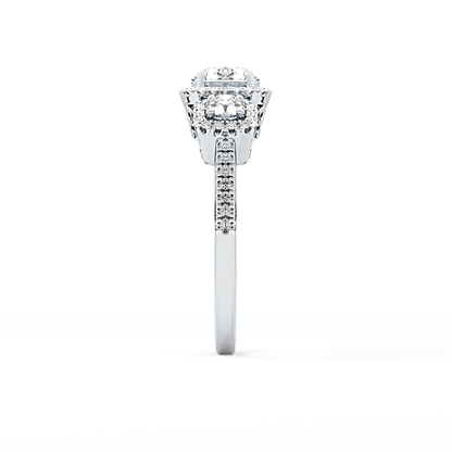 Round Cluster Lab Grown Diamond Engagement Ring