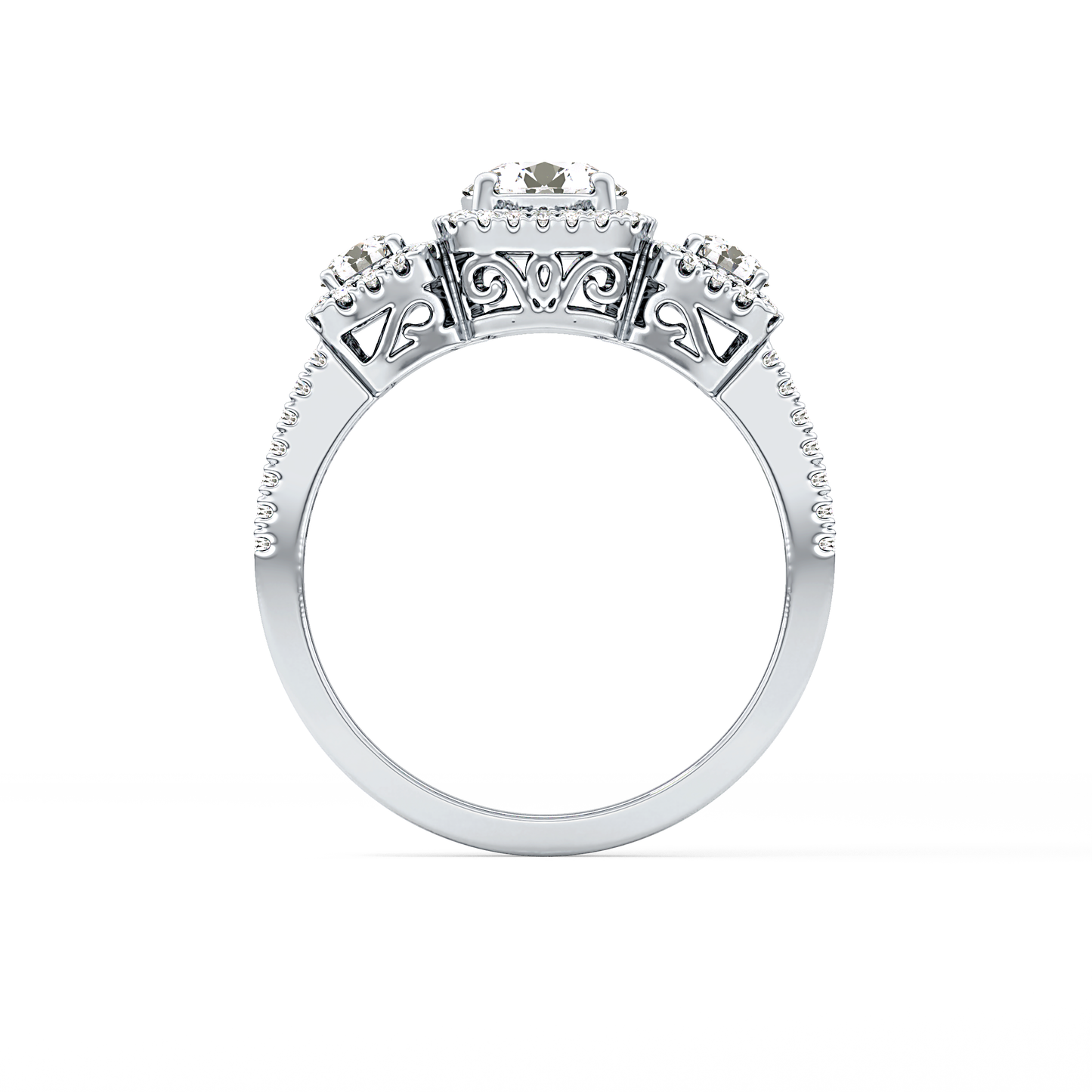 Round Cluster Lab Grown Diamond Engagement Ring