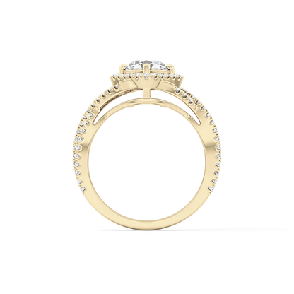 Round Halo Pave Lab Grown Diamond Engagement Ring