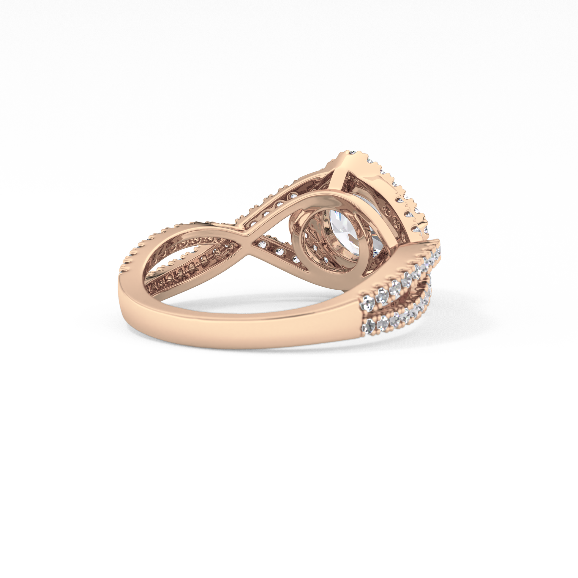 Round Halo Pave Lab Grown Diamond Engagement Ring