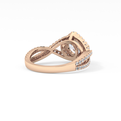 Round Halo Pave Lab Grown Diamond Engagement Ring