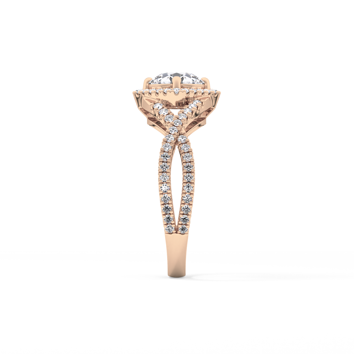 Round Halo Pave Lab Grown Diamond Engagement Ring