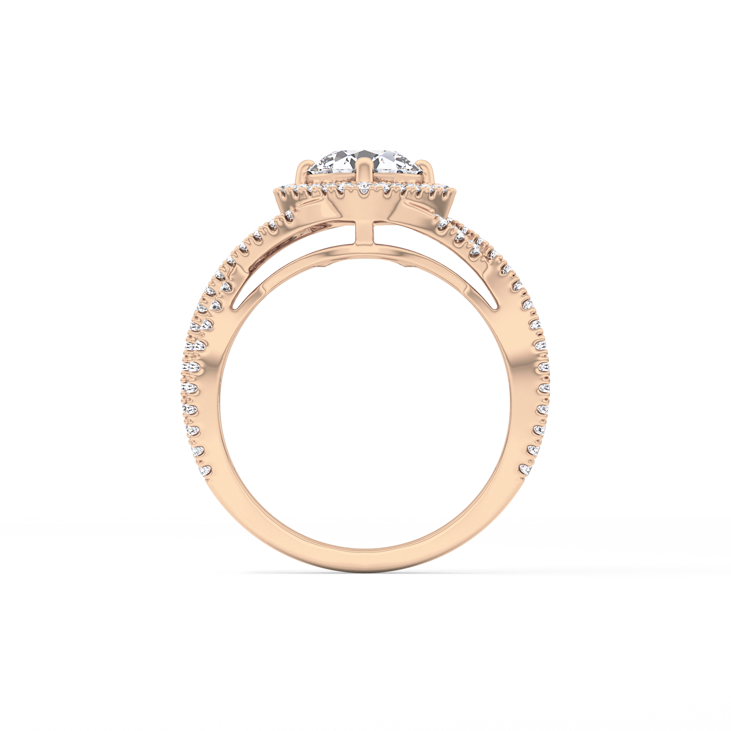 Round Halo Pave Lab Grown Diamond Engagement Ring