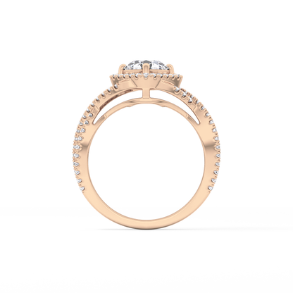 Round Halo Pave Lab Grown Diamond Engagement Ring