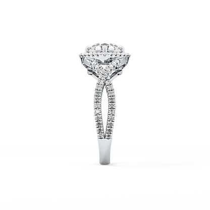 Round Halo Pave Lab Grown Diamond Engagement Ring