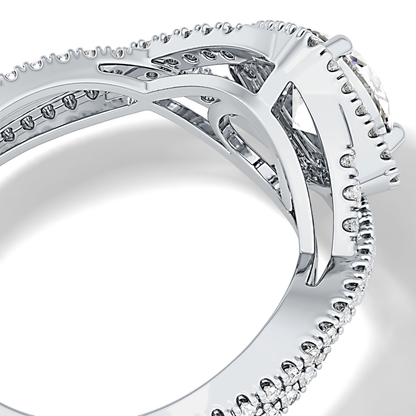 Round Halo Pave Lab Grown Diamond Engagement Ring
