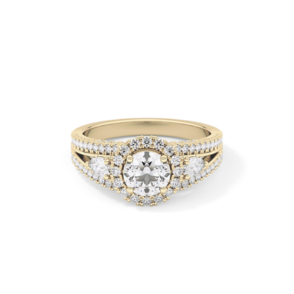 Round Halo & Split Shank Pave Lab Grown Diamond Engagement Ring