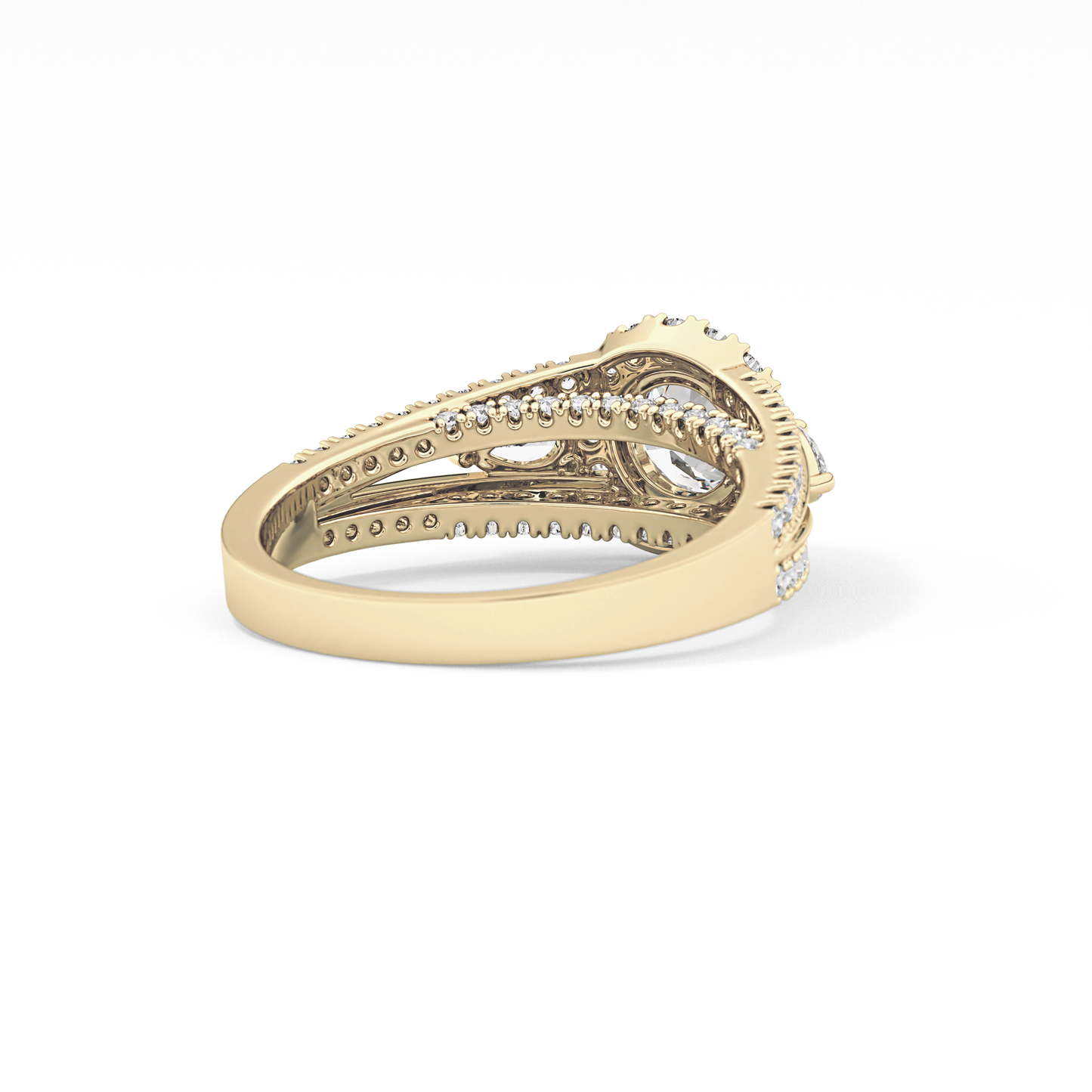 Round Halo & Split Shank Pave Lab Grown Diamond Engagement Ring