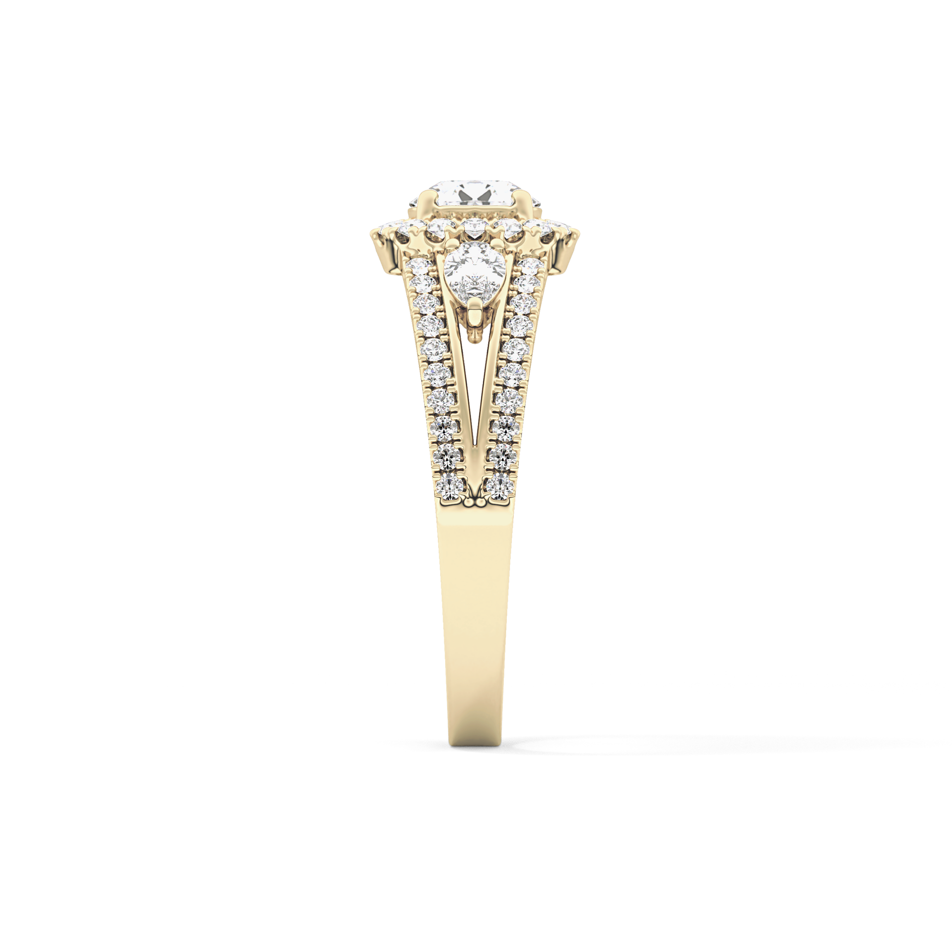 Round Halo & Split Shank Pave Lab Grown Diamond Engagement Ring