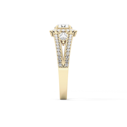 Round Halo & Split Shank Pave Lab Grown Diamond Engagement Ring