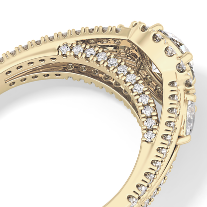 Round Halo & Split Shank Pave Lab Grown Diamond Engagement Ring