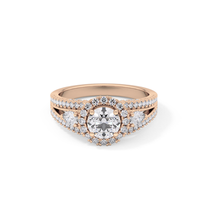 Round Halo & Split Shank Pave Lab Grown Diamond Engagement Ring