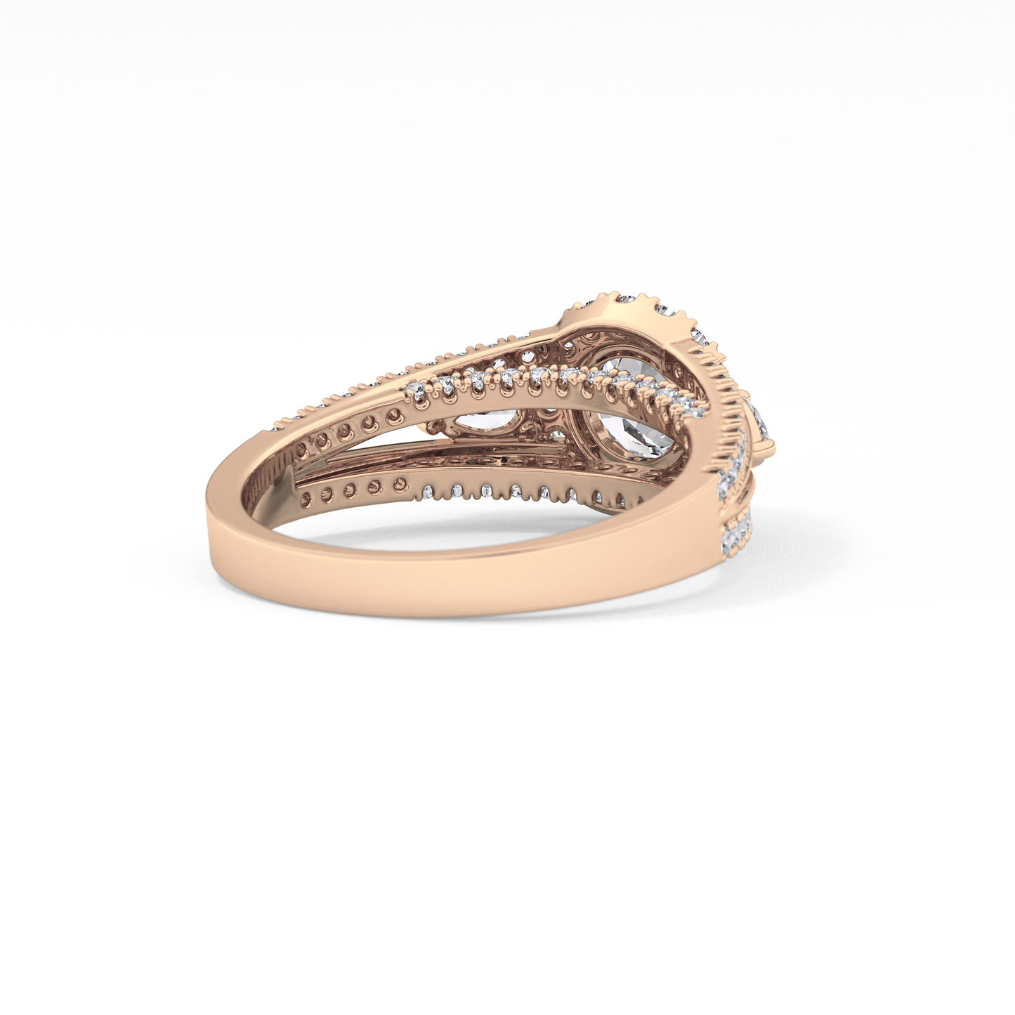 Round Halo & Split Shank Pave Lab Grown Diamond Engagement Ring