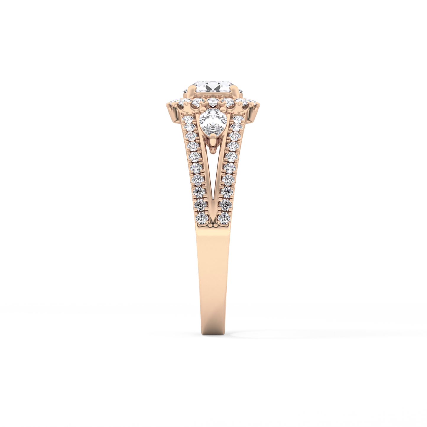 Round Halo & Split Shank Pave Lab Grown Diamond Engagement Ring