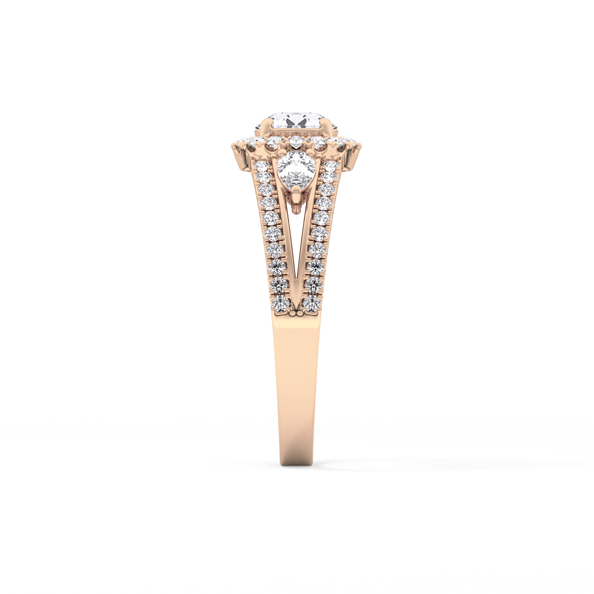 Round Halo & Split Shank Pave Lab Grown Diamond Engagement Ring