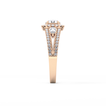 Round Halo & Split Shank Pave Lab Grown Diamond Engagement Ring