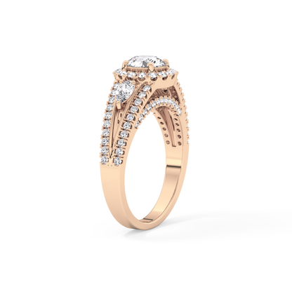 Round Halo & Split Shank Pave Lab Grown Diamond Engagement Ring