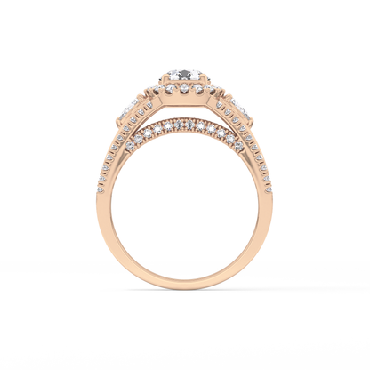 Round Halo & Split Shank Pave Lab Grown Diamond Engagement Ring