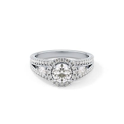 Round Halo & Split Shank Pave Lab Grown Diamond Engagement Ring