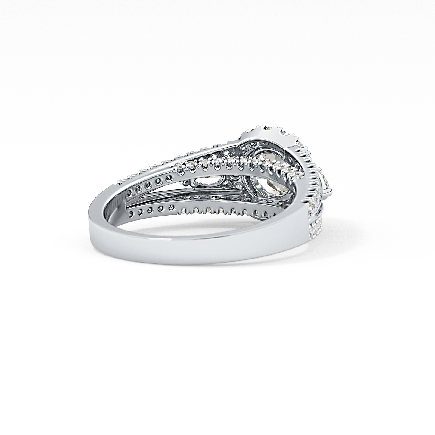 Round Halo & Split Shank Pave Lab Grown Diamond Engagement Ring