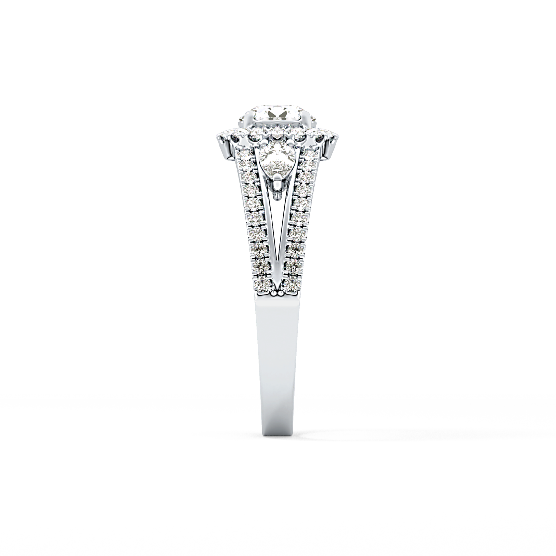Round Halo & Split Shank Pave Lab Grown Diamond Engagement Ring