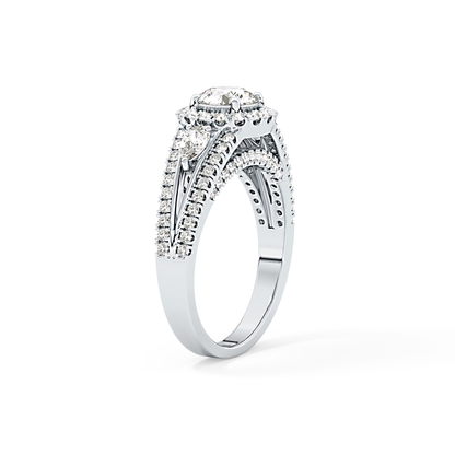 Round Halo & Split Shank Pave Lab Grown Diamond Engagement Ring