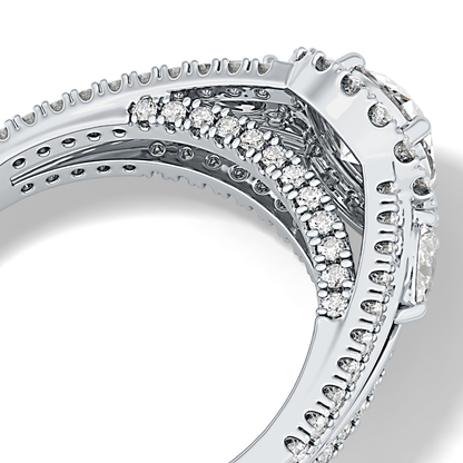 Round Halo & Split Shank Pave Lab Grown Diamond Engagement Ring