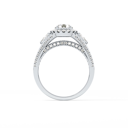 Round Halo & Split Shank Pave Lab Grown Diamond Engagement Ring