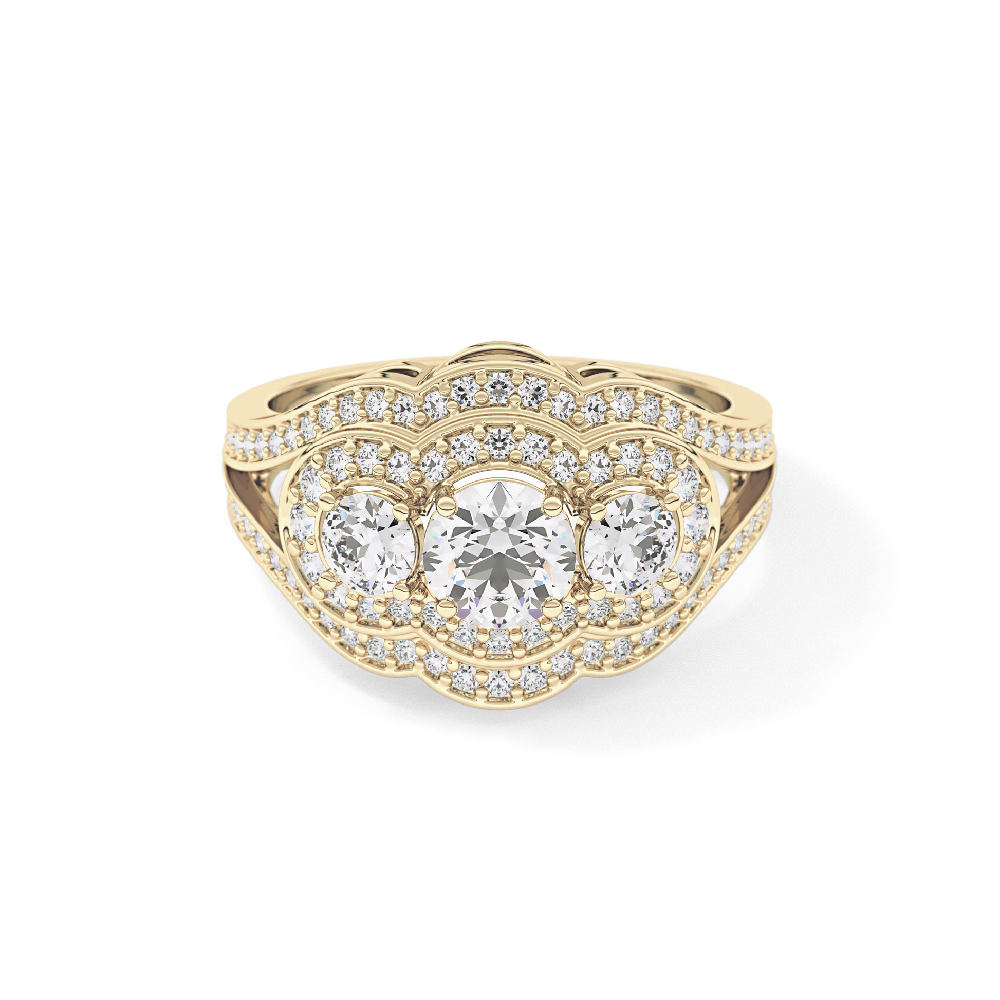 Round Cluster & Split Shank Pave Lab Grown Diamond Engagement Ring