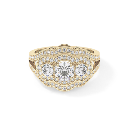Round Cluster & Split Shank Pave Lab Grown Diamond Engagement Ring