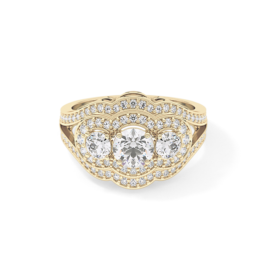Round Cluster & Split Shank Pave Lab Grown Diamond Engagement Ring
