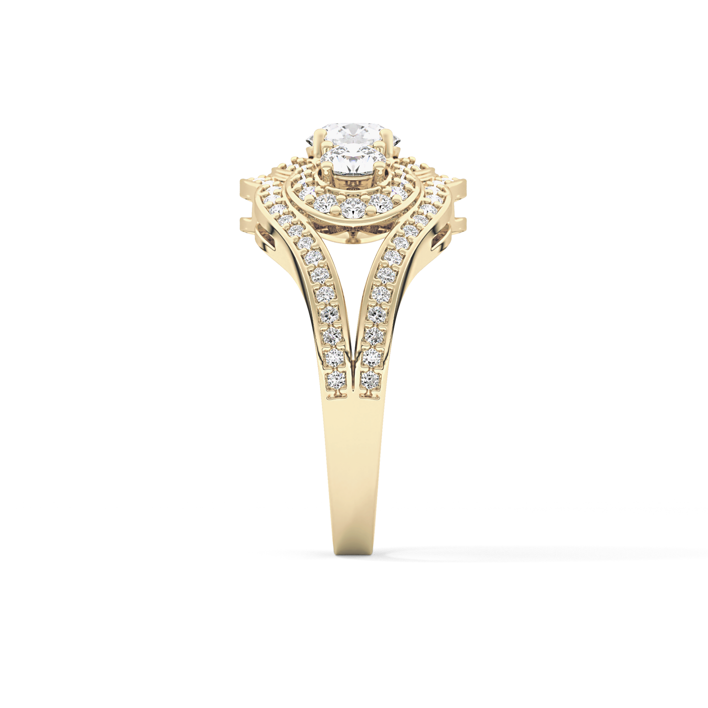 Round Cluster & Split Shank Pave Lab Grown Diamond Engagement Ring