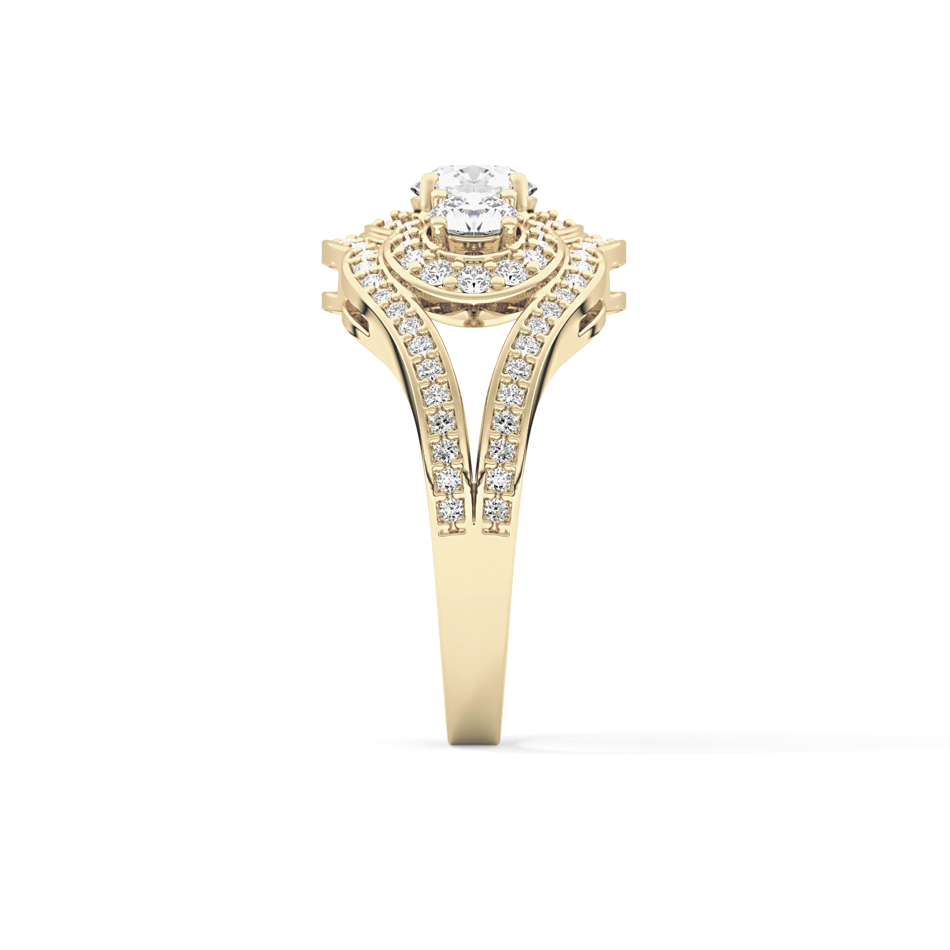 Round Cluster & Split Shank Pave Lab Grown Diamond Engagement Ring