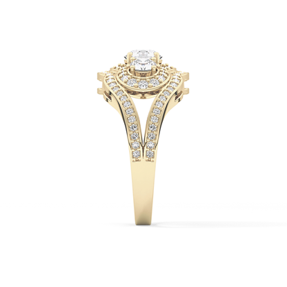Round Cluster & Split Shank Pave Lab Grown Diamond Engagement Ring