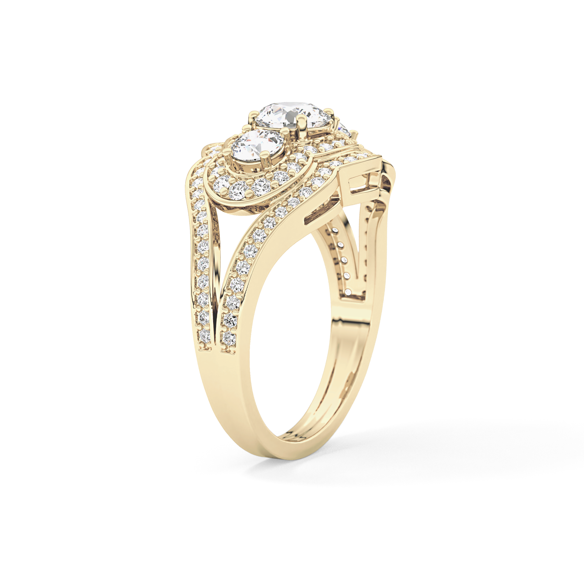Round Cluster & Split Shank Pave Lab Grown Diamond Engagement Ring