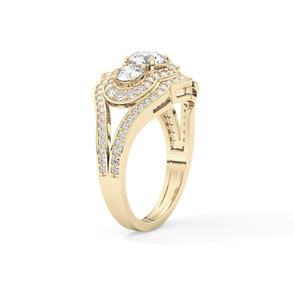 Round Cluster & Split Shank Pave Lab Grown Diamond Engagement Ring
