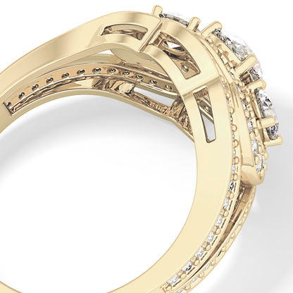 Round Cluster & Split Shank Pave Lab Grown Diamond Engagement Ring