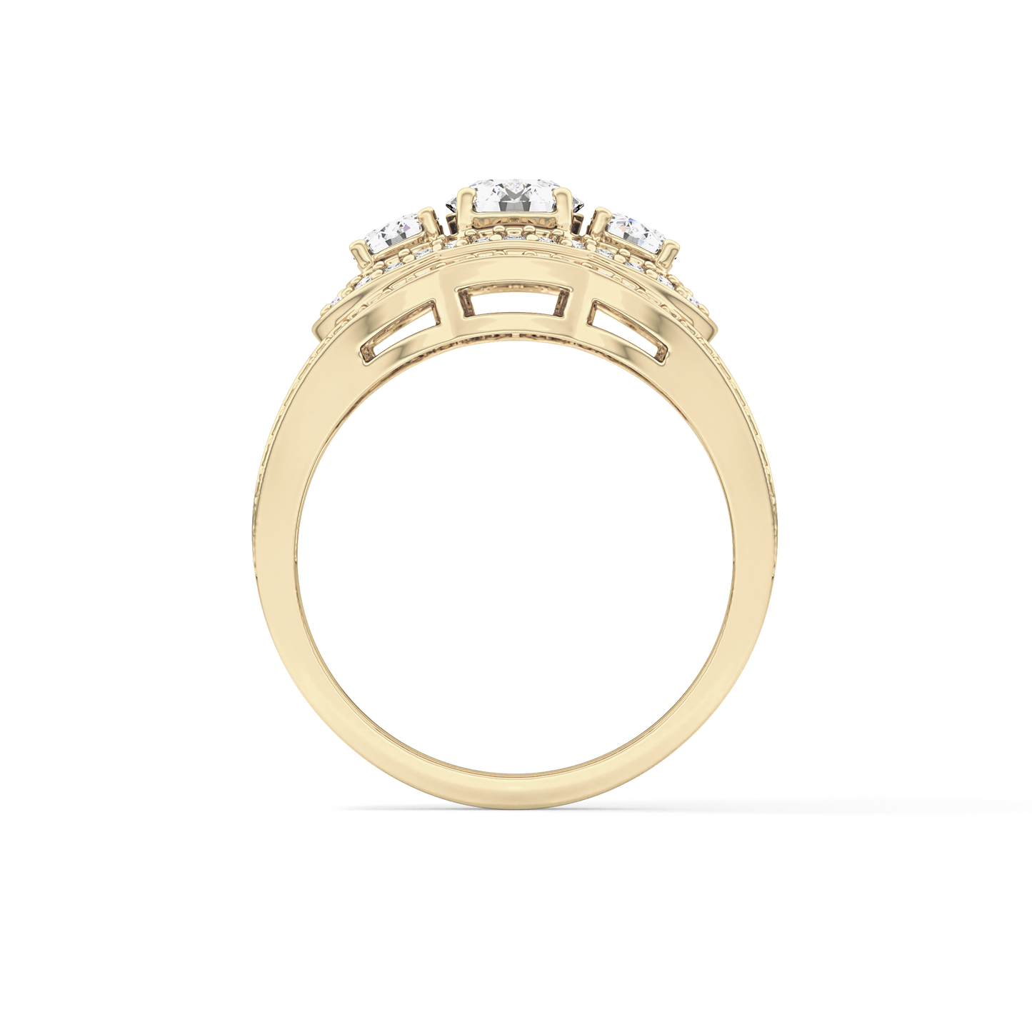 Round Cluster & Split Shank Pave Lab Grown Diamond Engagement Ring