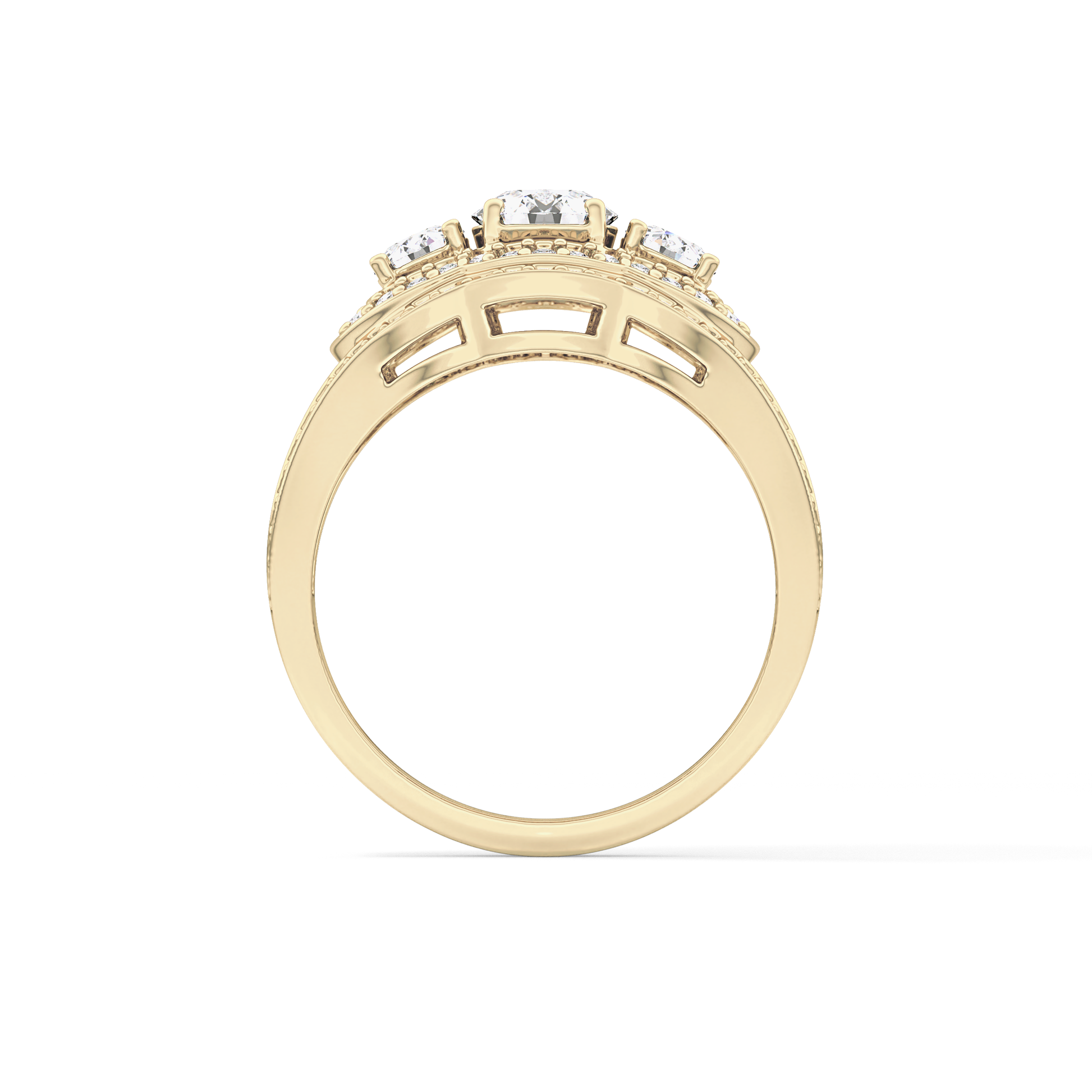 Round Cluster & Split Shank Pave Lab Grown Diamond Engagement Ring