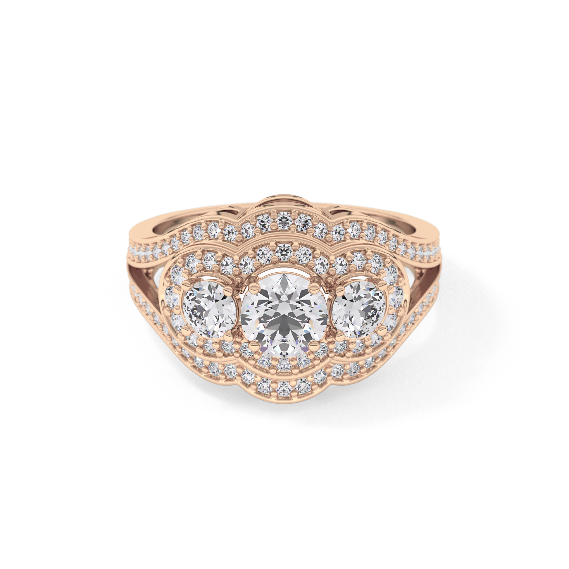 Round Cluster & Split Shank Pave Lab Grown Diamond Engagement Ring